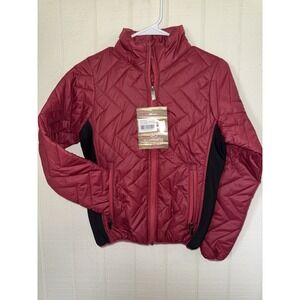 Texas Country Maroon Quilted Puffer Jacket Small Full Zip Mock Neck Maroon